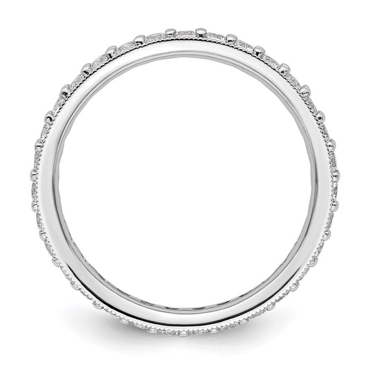 Designer 14K White Gold Vintage 1-Carat Diamond Eternity Band - Size 8, Stylish!