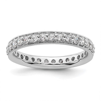 Designer 14K White Gold Vintage 1-Carat Diamond Eternity Band - Size 8, Stylish!