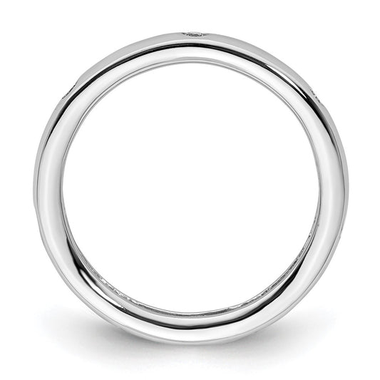 Shop 14K White Gold Polished Eternity Band with 1/10 Carat Diamond - Stylish Size 4