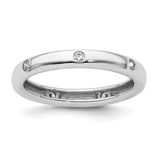 Shop 14K White Gold Polished Eternity Band with 1/10 Carat Diamond - Stylish Size 4