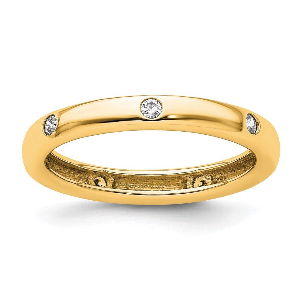 Exclusive 14K Gold Polished Eternity Band, 1/10 Carat Diamonds - Stylish Size 4.5
