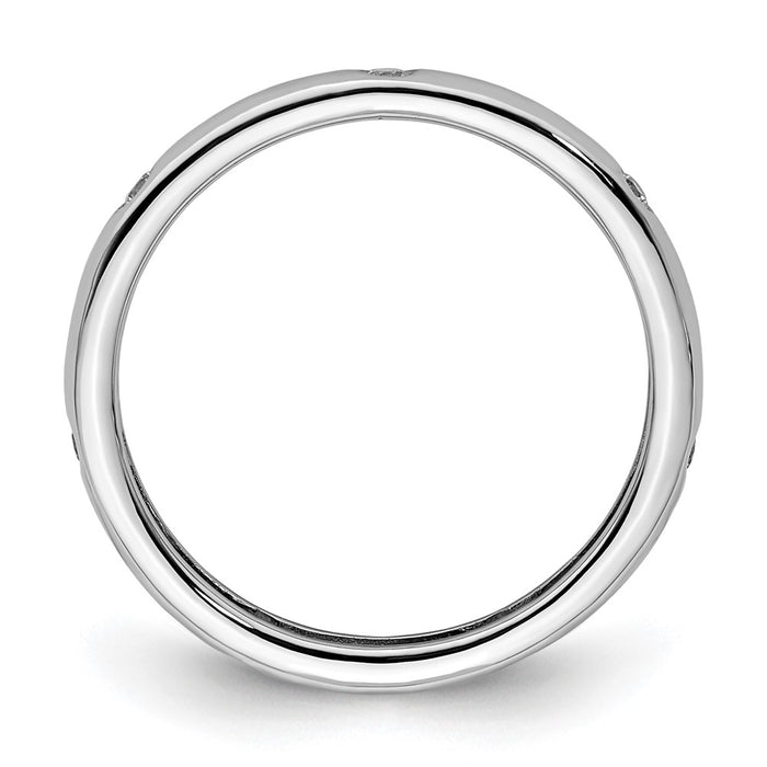 Exclusive 14K White Gold Eternity Band - Size 5.5, Bezel-Set 1/10 Carat Diamond-2