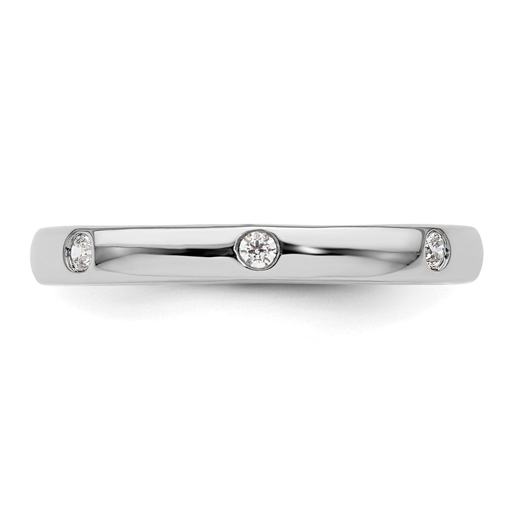 Exclusive 14K White Gold Eternity Band - Size 5.5, Bezel-Set 1/10 Carat Diamond