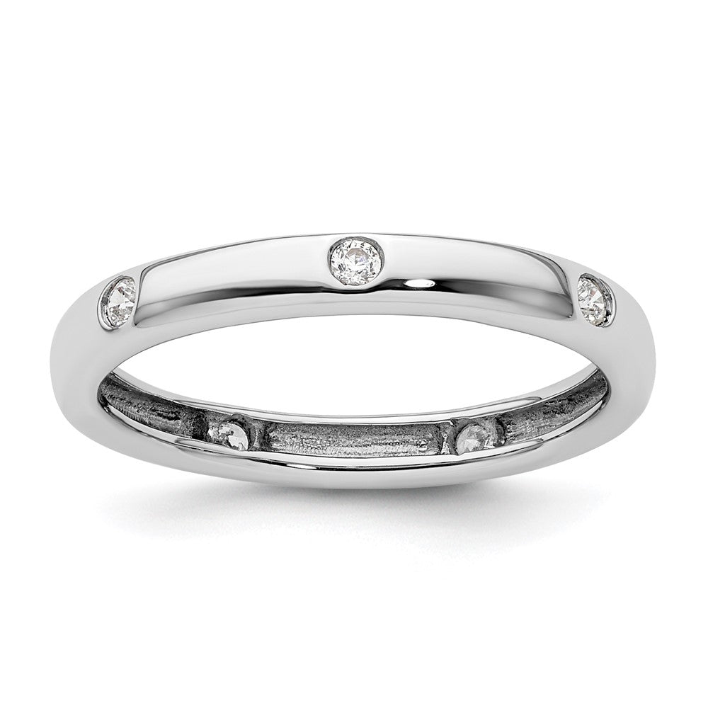 Exclusive 14K White Gold Eternity Band - Size 5.5, Bezel-Set 1/10 Carat Diamond