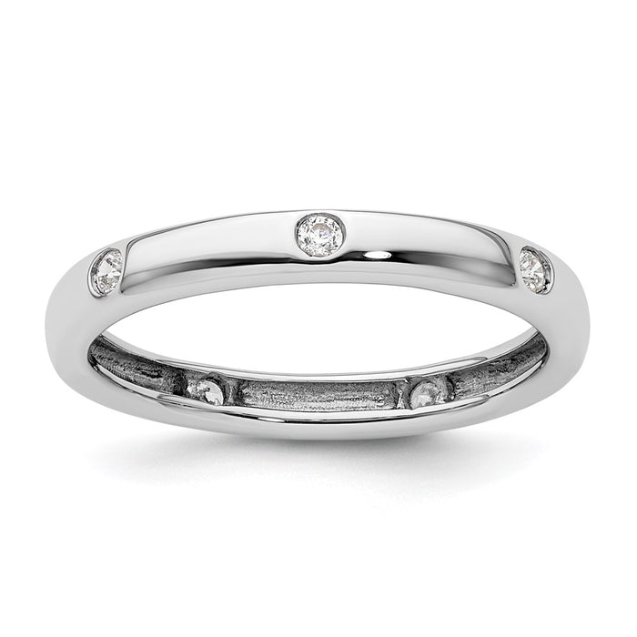 Exclusive 14K White Gold Eternity Band - Size 5.5, Bezel-Set 1/10 Carat Diamond-1