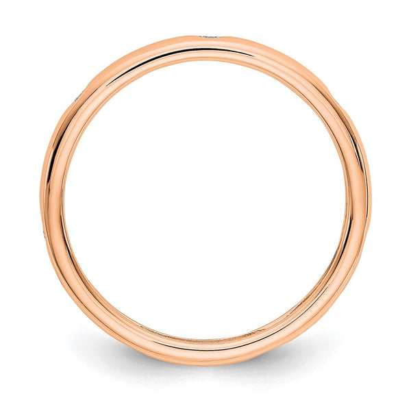 14K Rose Gold Full Eternity Ring with 1/10 Carat Diamond, Size 7