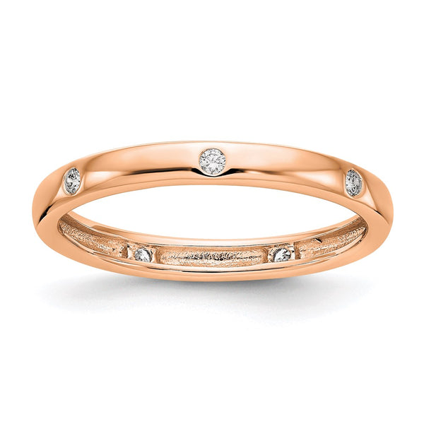 14K Rose Gold Full Eternity Ring with 1/10 Carat Diamond, Size 7