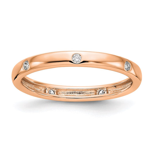 Buy Stylish 14K Rose Gold Full Eternity Ring with 1/10 Carat Diamond, Size 7