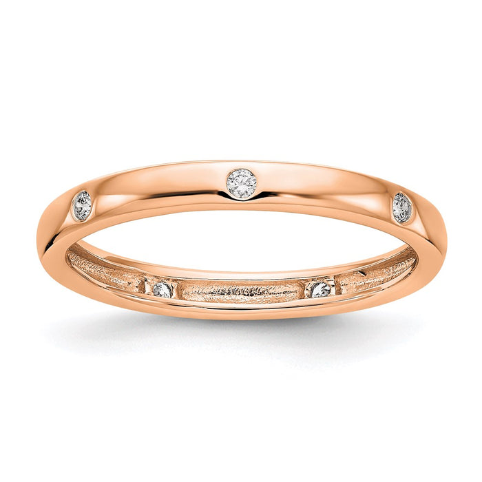 Buy Stylish 14K Rose Gold Full Eternity Ring with 1/10 Carat Diamond, Size 7-1