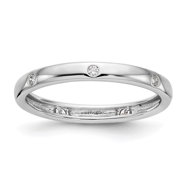 14K White Gold Polished Eternity Band with 1/10 Carat Diamond