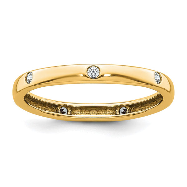 14K Gold Polished Size 8 Diamond Eternity Band - 1/10 Carat Gem