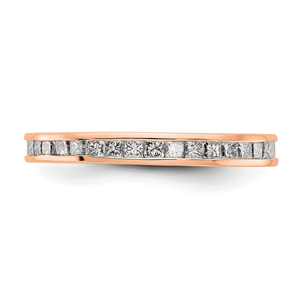Exclusive 14K Rose Gold 1 Carat Princess Cut Diamond Eternity Band - Affordable Price, Size 7.5