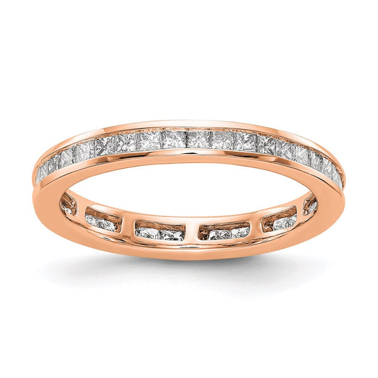 Exclusive 14K Rose Gold 1 Carat Princess Cut Diamond Eternity Band - Affordable Price, Size 7.5