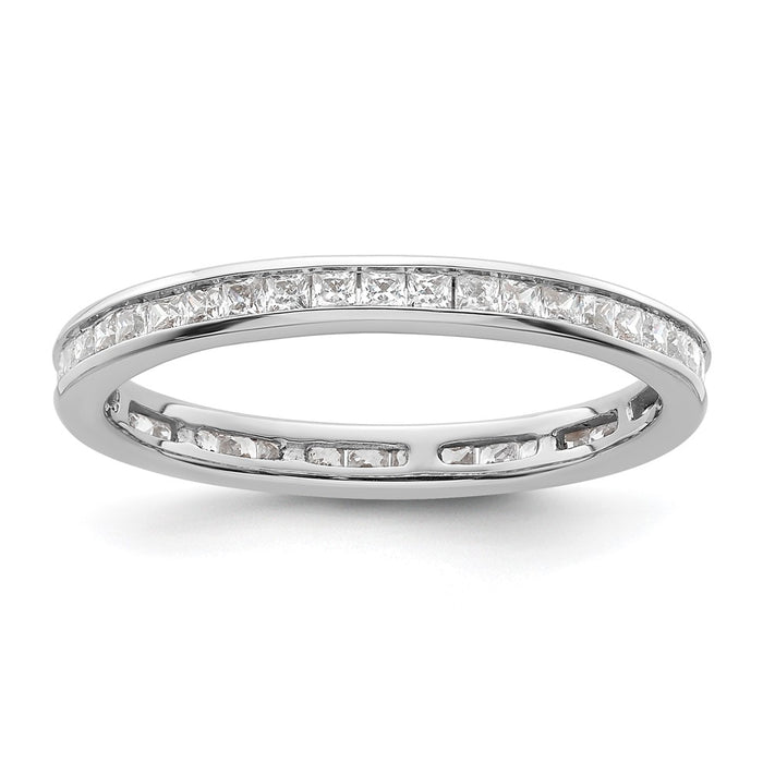 Shop Stylish 14K White Gold Eternity Band - 1 Carat Princess Cut Diamonds, Size 9-1