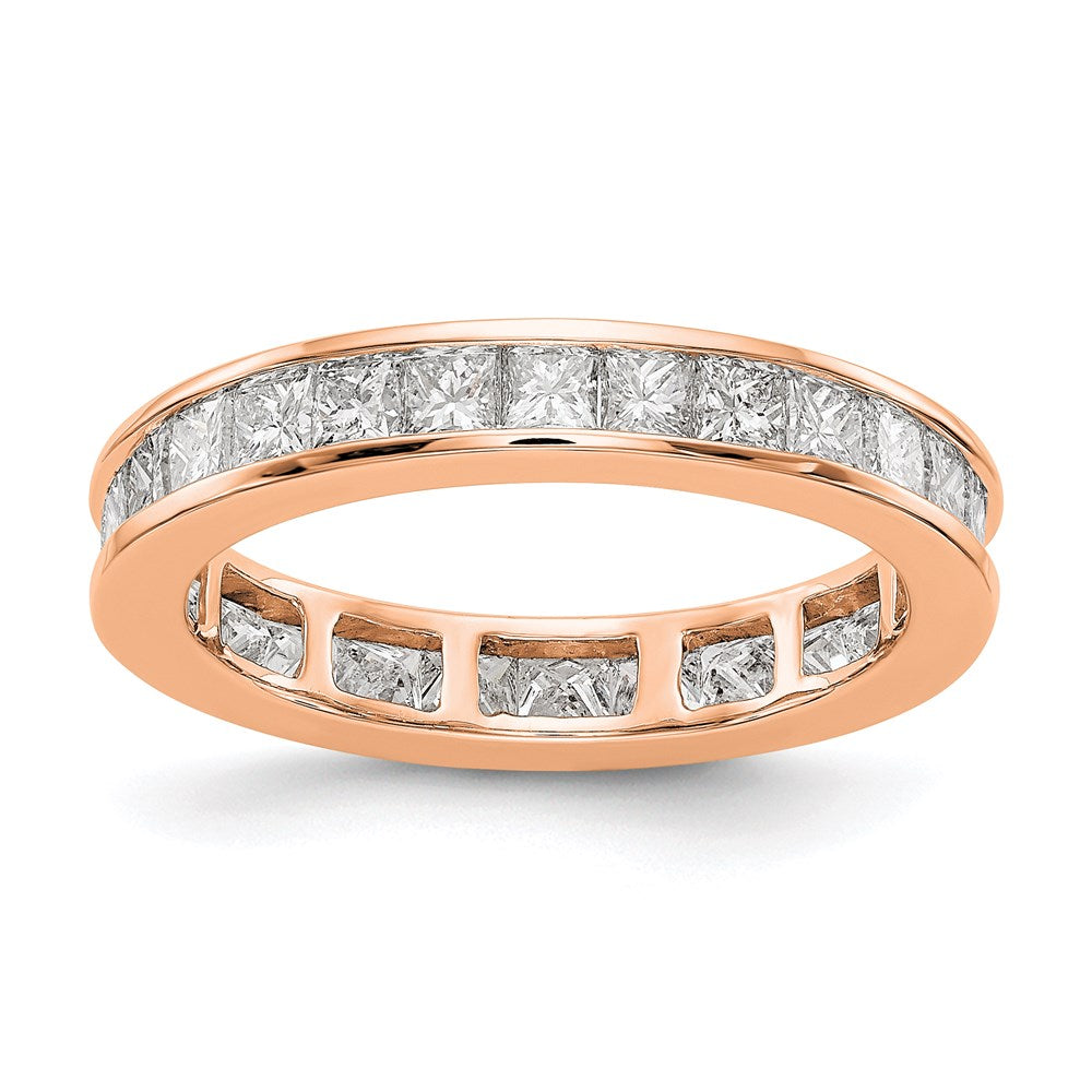Exclusive 14K Rose Gold 2 Carat Diamond Eternity Band, Stylish Size 7 Ring
