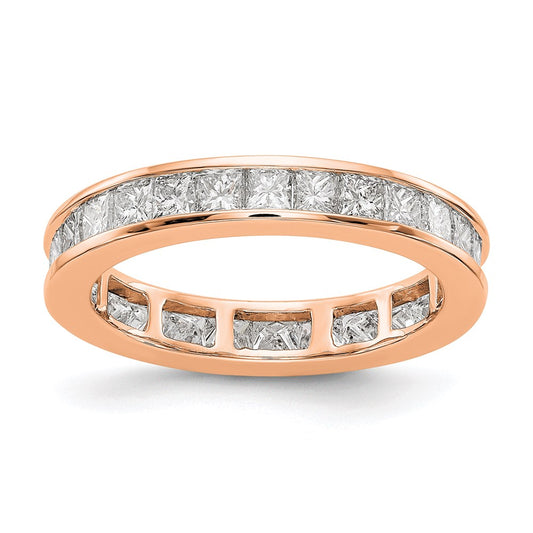 Exclusive 14K Rose Gold 2 Carat Diamond Eternity Band, Stylish Size 7 Ring