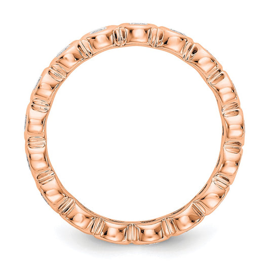 High-Quality 14K Rose Gold 1 Carat Diamond Eternity Band - Stylish Size 7.5