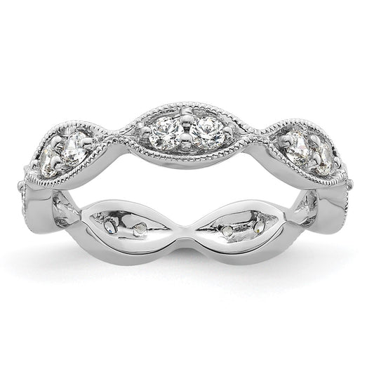 Buy Stylish 14K White Gold Vintage Pave Diamond Eternity Band - 1/2 Carat, Size 4