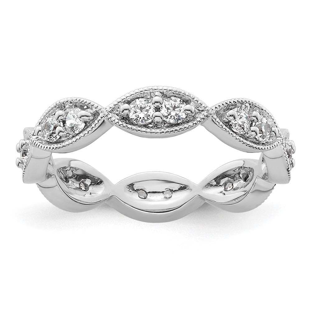 High-Quality 14K White Gold Vintage Pave Eternity Band, 1/2 Carat Diamonds