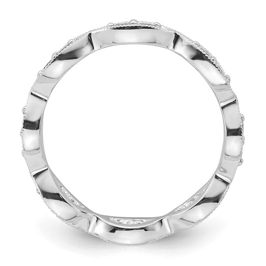High-Quality 14K White Gold Vintage Pave Diamond Eternity Band, 1/2 Carat Size 6