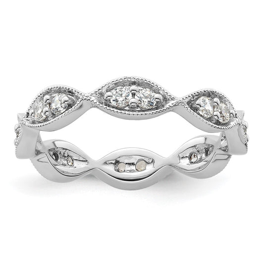 High-Quality 14K White Gold Vintage Pave Diamond Eternity Band, 1/2 Carat Size 6