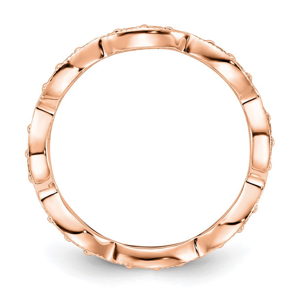 14K Rose Gold Vintage Pave Diamond Eternity Band - 1/2 Carat, Size 7