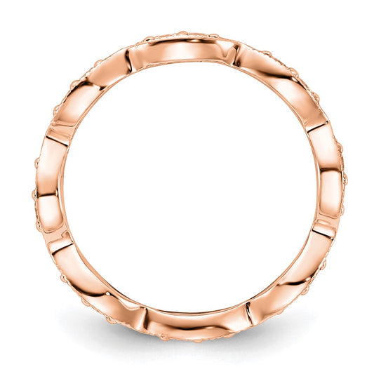 Designer 14K Rose Gold Vintage Pave Diamond Eternity Band - 1/2 Carat, Size 7