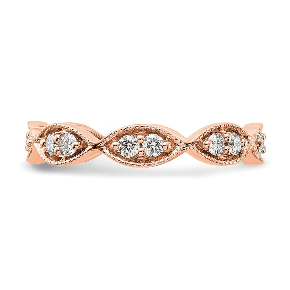 Designer 14K Rose Gold Vintage Pave Diamond Eternity Band - 1/2 Carat, Size 7