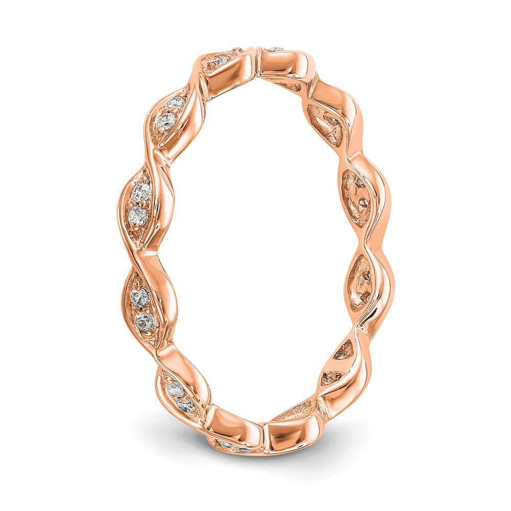 Designer 14K Rose Gold Vintage Pave Diamond Eternity Band - 1/2 Carat, Size 7