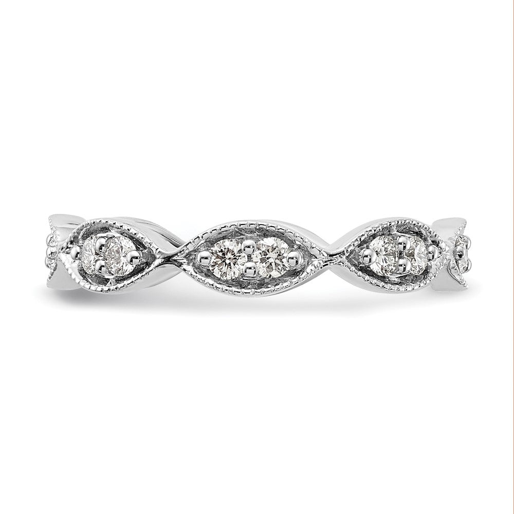 High-Quality 14K White Gold Vintage Eternity Band with 1/2 Carat Diamonds, Size 7