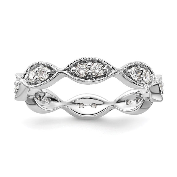 14K White Gold Vintage Eternity Band - 1/2 Carat Diamonds, Size 7.5