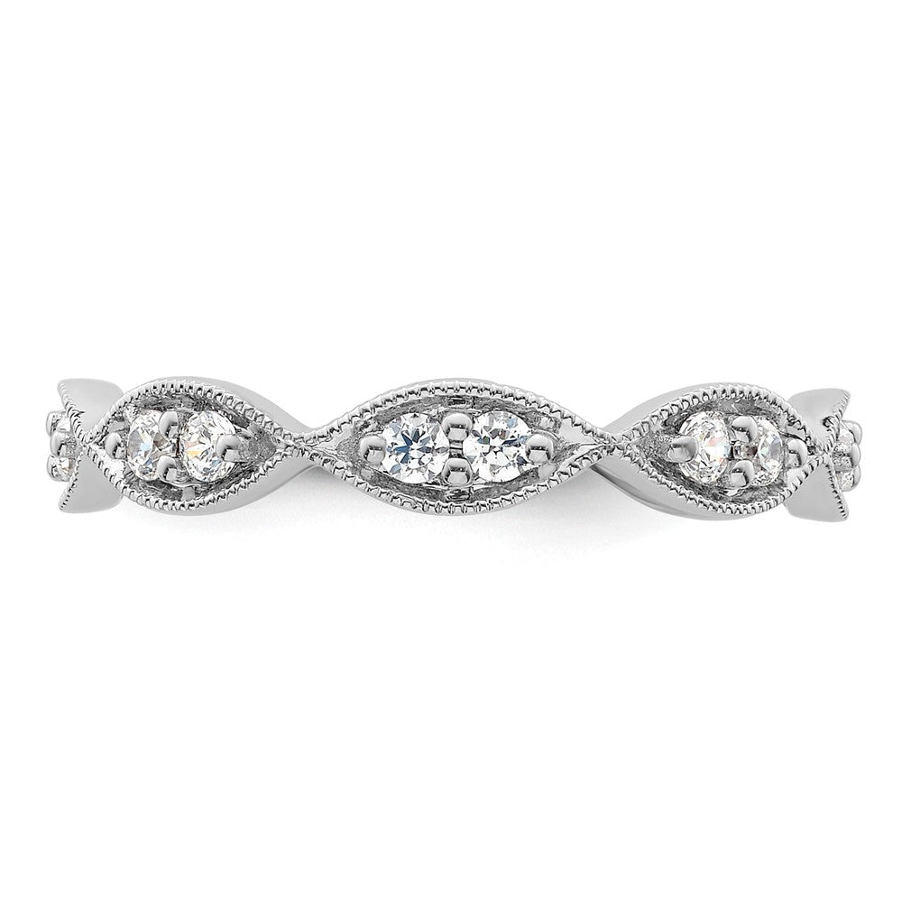 Exclusive 14K White Gold Vintage Pave Eternity Band - 1/2 Carat Diamonds, Size 8