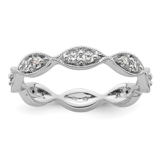 Exclusive 14K White Gold Vintage Pave Eternity Band - 1/2 Carat Diamonds, Size 8