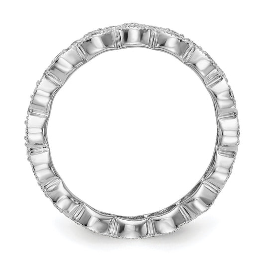 Exclusive 14K White Gold Triple Row Eternity Band - 1/2 Carat Lab Grown Diamond, Size 6.5