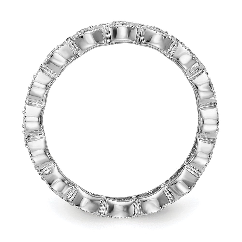 14K White Gold Triple Row Eternity Band, 1/2 Carat Lab Diamond, Size 7