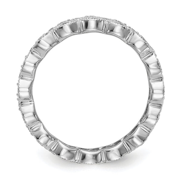 14K White Gold Triple Row Eternity Band, 1/2 Carat Lab Diamond, Size 7