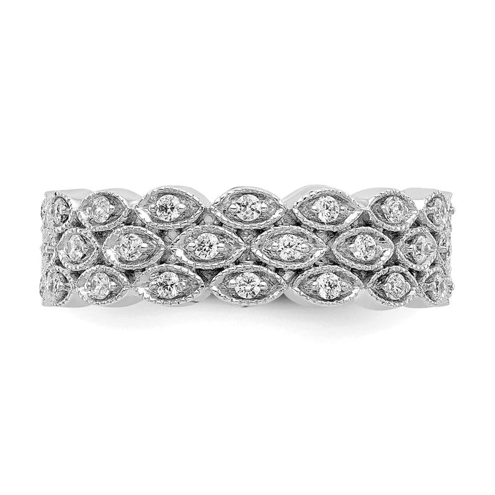 14K White Gold Triple Row Eternity Band, 1/2 Carat Lab Diamond, Size 7-5