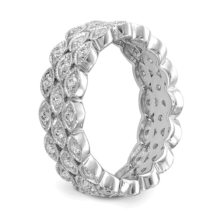 14K White Gold Triple Row Eternity Band, 1/2 Carat Lab Diamond, Size 7-6