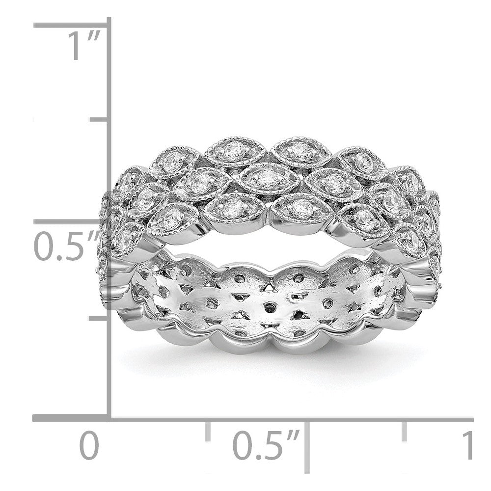 14K White Gold Triple Row Eternity Band, 1/2 Carat Lab Diamond, Size 7