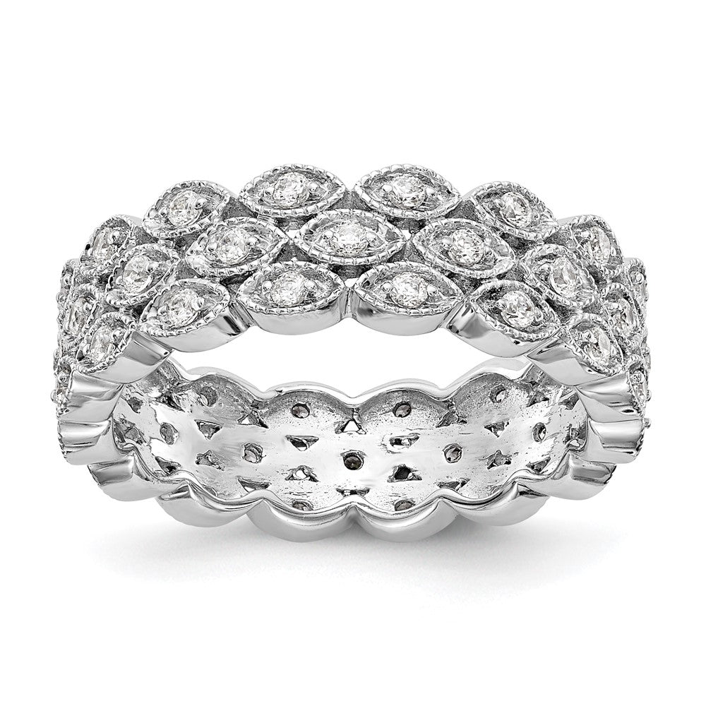 14K White Gold Triple Row Eternity Band, 1/2 Carat Lab Diamond, Size 7