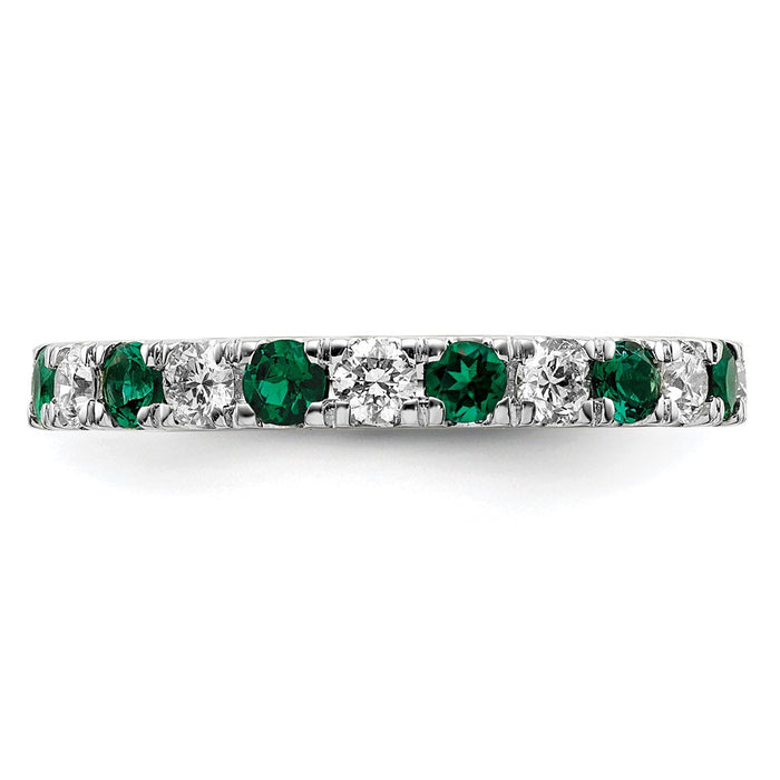 Shop Stylish 14K White Gold Eternity Band with 3/4 Carat Lab-Grown Diamond & Emerald, Size 5.5-3