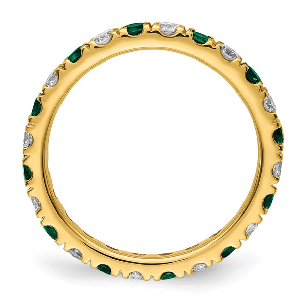 14K Gold Eternity Band with 3/4 Carat Lab-Grown Diamond & Emerald - Size 4.5 - Style GR1-1005046