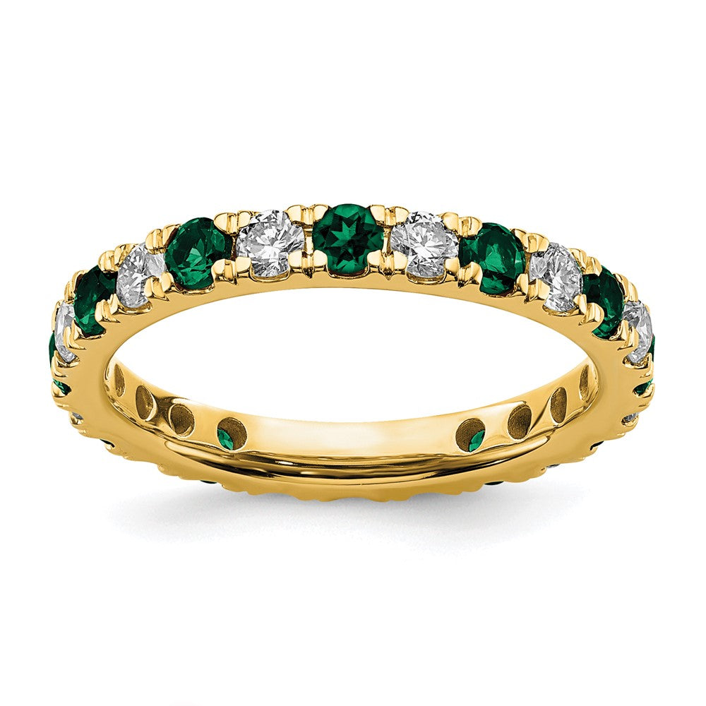 Buy Exclusive 14K Gold Eternity Band with 3/8 Carat Lab-Grown Diamond & Emerald - Stylish Value in Size 5