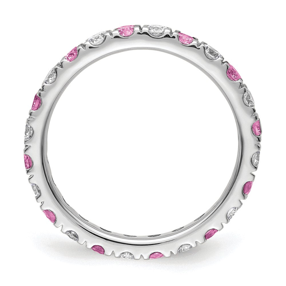 Shop Stylish 14K White Gold Eternity Band - 7/8 Carat Lab-Grown Diamond & Pink Sapphire, Size 8