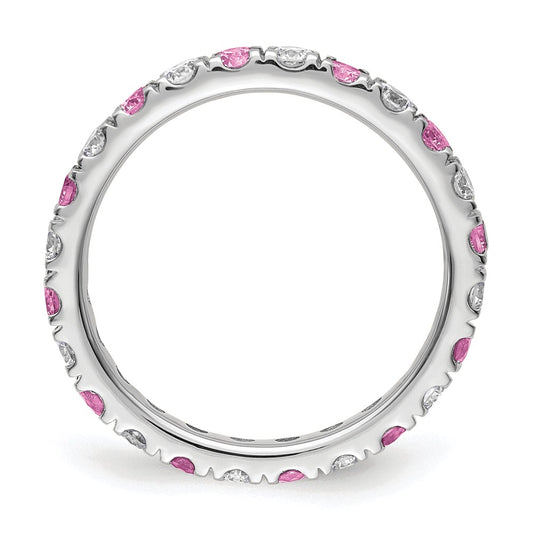 Shop Stylish 14K White Gold Eternity Band - 7/8 Carat Lab-Grown Diamond & Pink Sapphire, Size 8