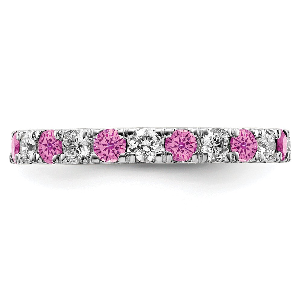 Buy Exclusive 14K White Gold Eternity Band with 3/4 Carat Lab-Grown Diamond & Pink Sapphire - Stylish Size 4
