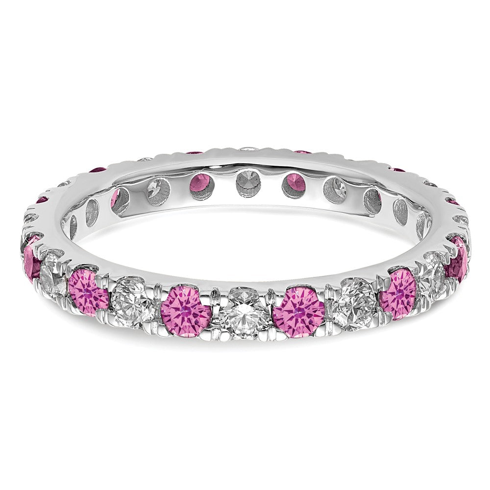 Shop Stylish 14K White Gold Eternity Band - 7/8 Carat Lab-Grown Diamond & Pink Sapphire, Size 8