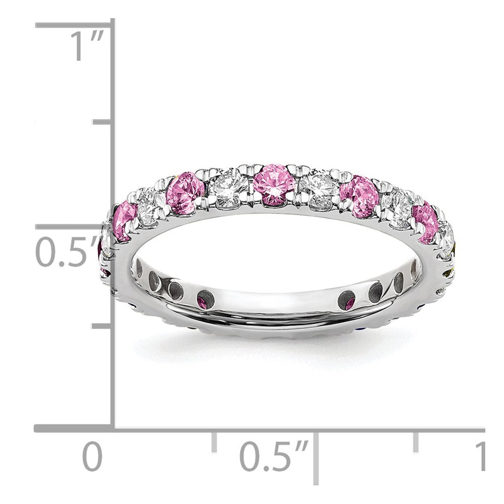 Buy Exclusive 14K White Gold Eternity Band with 3/4 Carat Diamond & Pink Sapphire - Stylish Size 7.5!