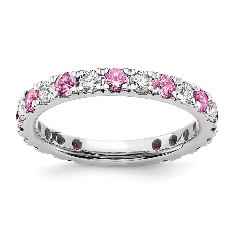 Shop Exclusive 14K White Gold 7/8 Carat Lab-Grown Diamond & Pink Sapphire Band