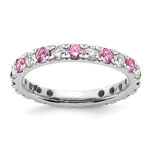 Shop Exclusive 14K White Gold 7/8 Carat Lab-Grown Diamond & Pink Sapphire Band